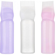 3er-Set Haaröl-Applikatorkamm mit Graduierung, Haarölflasche zum Färben, Applikator