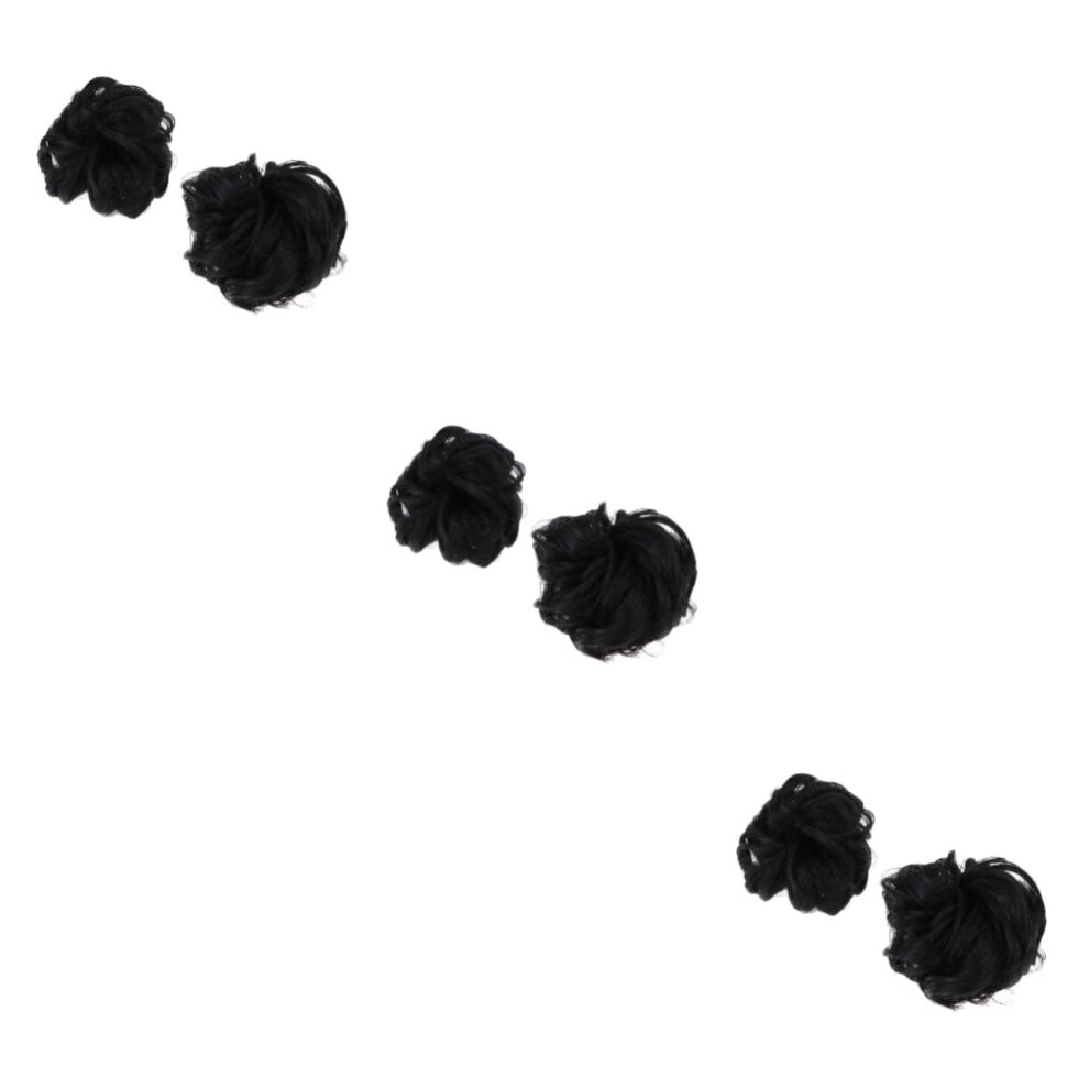 Unisex Black 6Pcs Synthetic Hair Bun Maker For Women Add Volume Create Elegant Updos Ponytail Styles