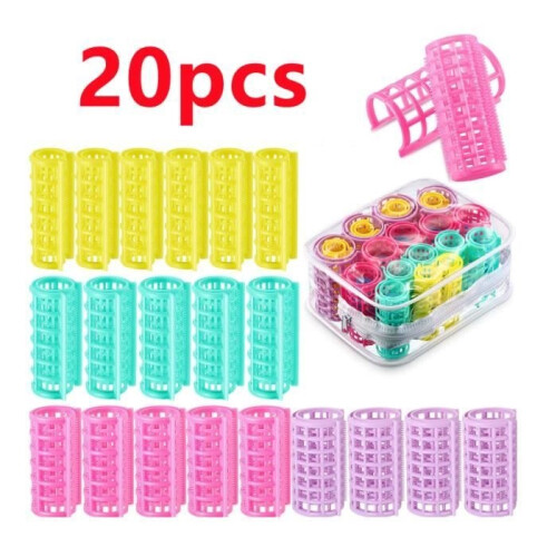 Haarrollers, plastic haarrollers, snapon-rollers, SelfGrip-rollers, hitteloos, voor salon, dames, 20 stuks