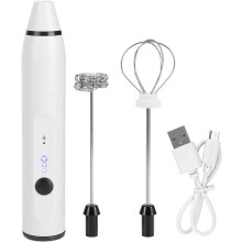 Milchaufschäumer – nicht spezifiziert – Mini-Elektro-Schneebesen – 3 Geschwindigkeiten – wiederaufladbar über USB – Weiß
