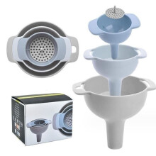 Küchentrichter mit 4-in-1-Multifunktionsgriff, Kunststofftrichter mit Sieb zum Umfüllen von Flüssigkeiten und Ölen