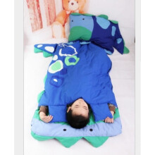 Cute Kids Sleeping Bag Duvet with Pillow 140*60cm (Blue Dinosaur) Suitable for children up to 1.15 meters tall