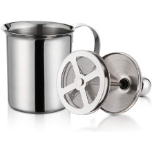 Manueller Milchaufschäumer aus Edelstahl, 400/800 ml, Doppelmaschen-Milchaufschäumer, Schaummixer für Kaffee, Latte, heiße Schokolade, Cappuccino