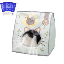 Foldable Cat Carrier with Cooling Pocket and Ventilation for Camping Hiking Travel Green