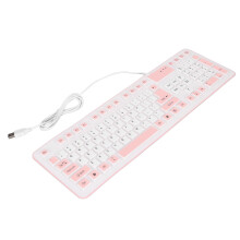 Faltbare Silikon-Tastatur 106 Tasten Wasserfest Staubdicht Rosa USB Kabelgebunden