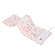 107-Tasten Pinkes Silikon-Faltbare wasserdichte Tastatur USB-verkabelt für PC & Laptop