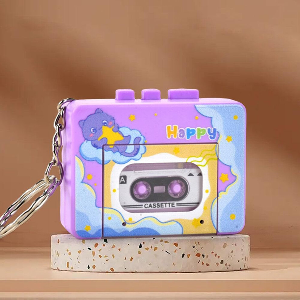 Retro Mini Tape Recorder Keychain, Recordable Mini Cassette Tape Player, Microcassette Player, Portable Gift Purple 9347817386202