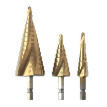 HSS Coated Step Drill Bit 412/20/32mm Pagoda Spiral Groove Wood Hole Cutter Metalworking Drill Bit 1 Pc