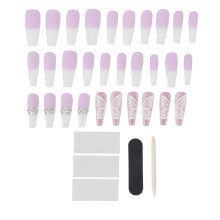 Uñas postizas largas, brillantes, estilo bailarina, de cobertura total, reutilizables, de ABS, para mujer. Fácil aplicación, sin rayos UV.