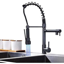 Faucet LED Spray Sink Faucet Black Finish 360Degree Swivel Modern Style