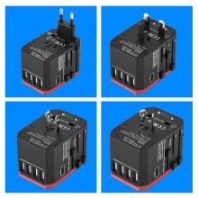 Stromversorgungslösung für unterwegs, Reisesteckeradapter mit intelligenter Chiptechnologie, entwickelt für den modernen Reisenden (Rot)