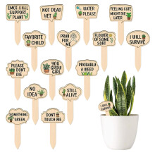 Garden Plant Labels 15X Waterproof Wooden Plant Markers with Funny Sayings for Indoor Outdoor Gardening