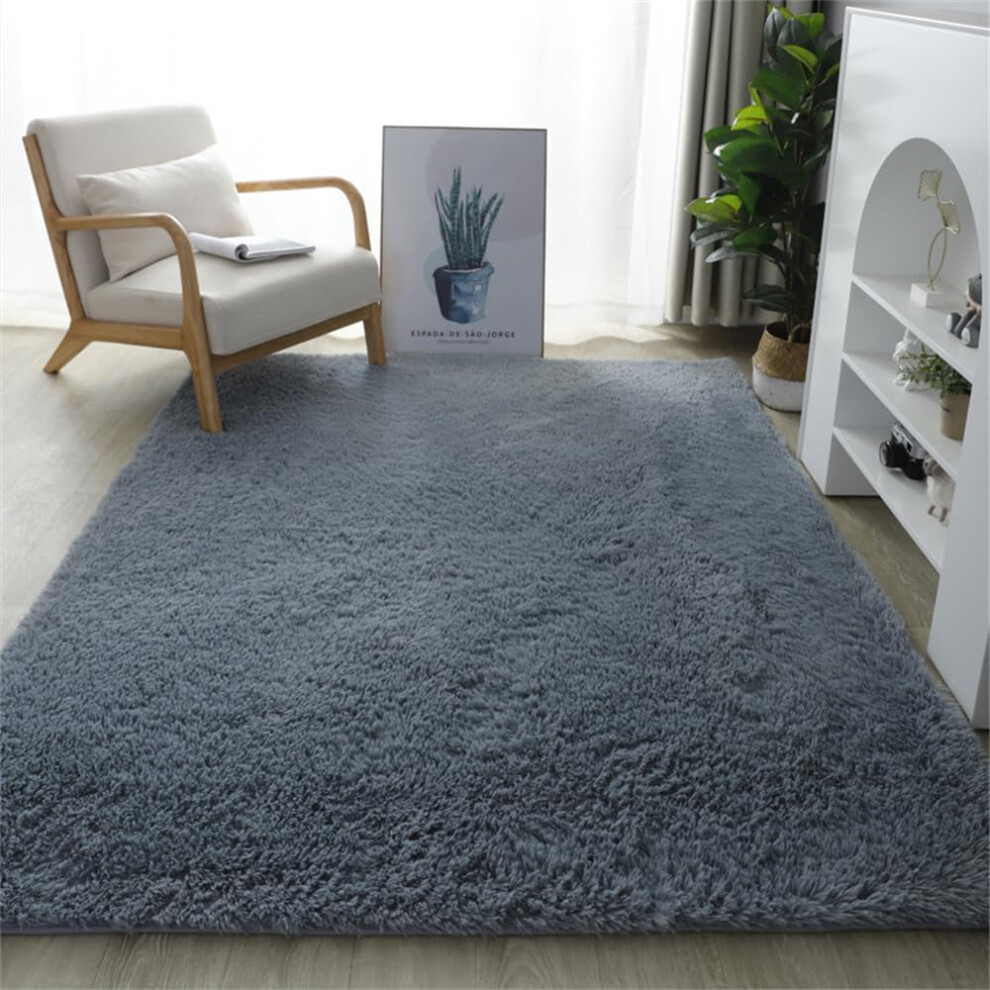 Area Rugs For Living Room, Antislip Washable Shaggy Thick Pile Rug, 80X120 Cm Bedside Rugs For Kids Room Grey