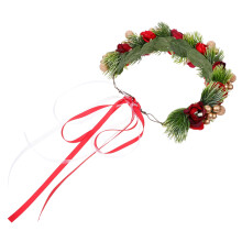 2Stk Rotes Glocken Weihnachts-Haarband Aus Stoff Mit Zapfen Und
