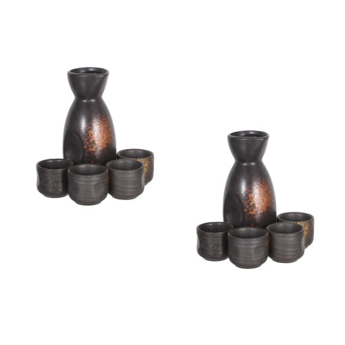 2Sets Ceramic Sake Set Japanese Hot Saki Bottle with Cups 2