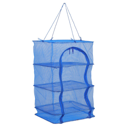 3Pcs Hanging Foldable Drying Net Blue for Camping Fruit Veggies 1