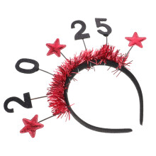 5Stk Rote Neujahrs Haarreifen Mit Sternblumen-Design Für Erwachsene