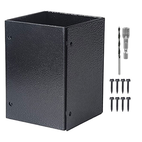3Sets Easy Install Black Stainless Steel Mailbox Post Base Protectors 1