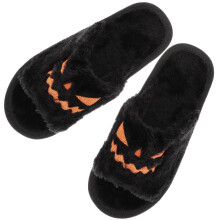 5Pairs Kids Halloween Plush Slippers Black Warm Soft Non-Slip Sole
