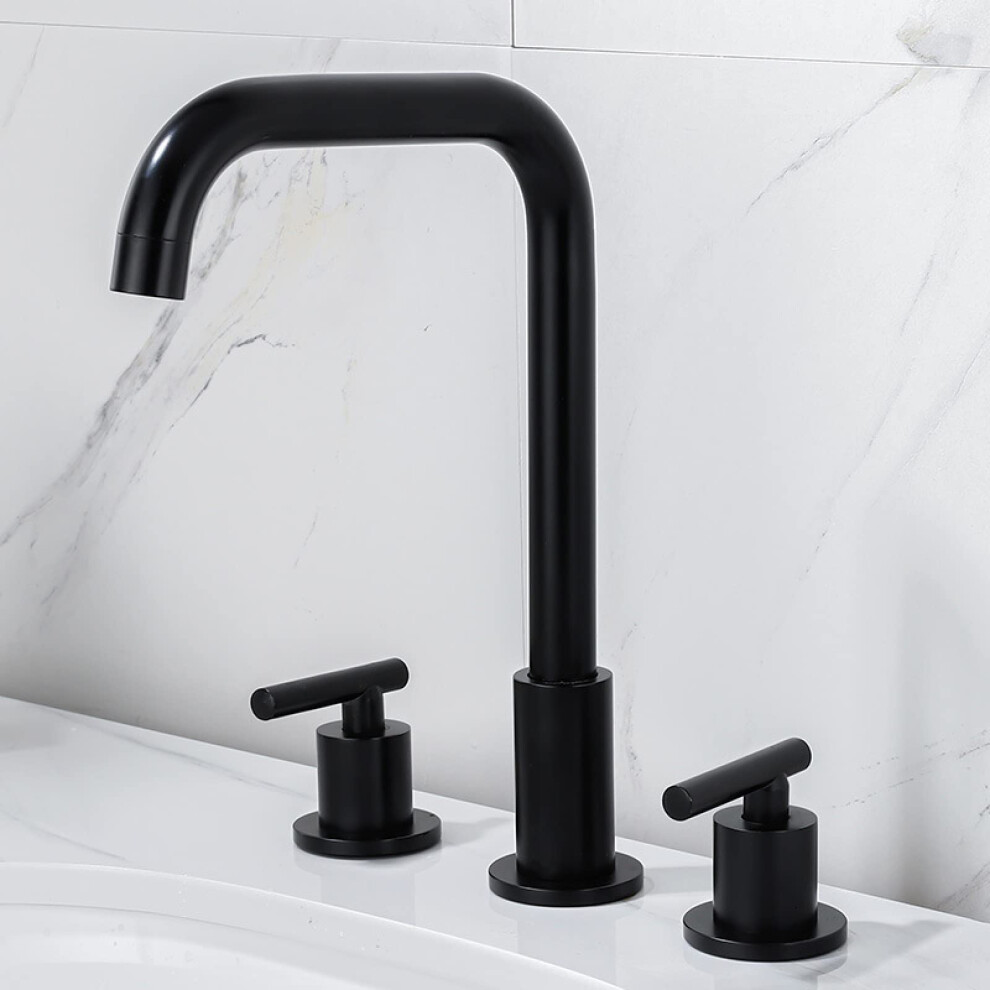 3 Hole Faucet For Bathroom Sink, Brass Gold Finish, 2Handle Hot And Cold Water Mixer, 3Hole Deck Mount 9347817387407