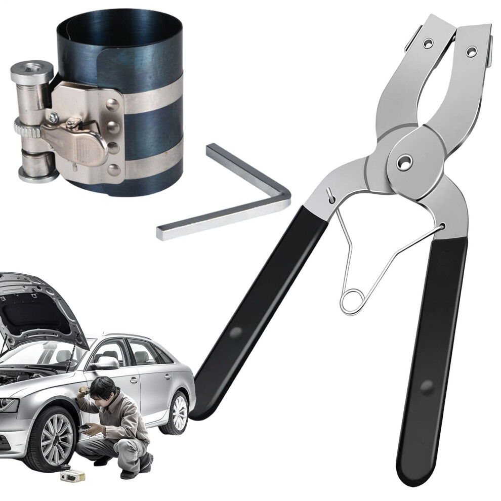 Adjustable Piston Ring Compressor Kit With Plier, Durable Steel Tool For 27 Inch Engine Pistons 9199774961967