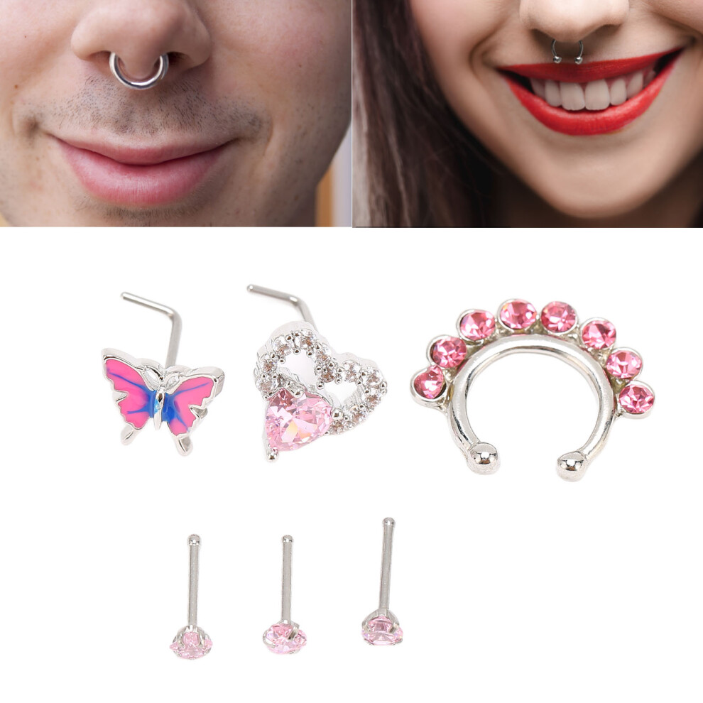 6 StÃ¼ck Nasenpiercing-Schmuck aus Edelstahl,