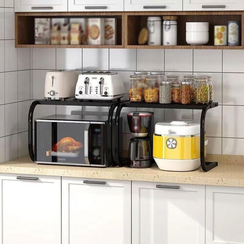 Microwave Oven Rack Adjustable Counter Shelf SpaceSaving MultiPurpose Kitchen Storage Organizer 1