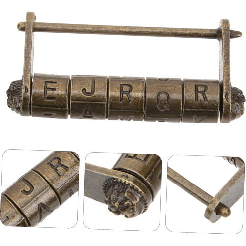Vintage Padlock Antique Chinese Lock Combination Code Security Zinc Alloy Decorative Drawer 2