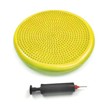 Gray PVC Yoga Balance Mat, Inflatable Massage Cushion, Yellow Sports Fitness Balance Trainer