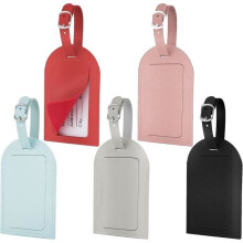 5 Pieces Luggage Tags, Suitcase Label, PU Leather Suitcase Identification Tags with Name Address Card, 5 Colors