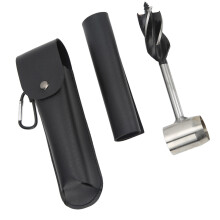 Portable Manual Wood Auger with Holster and Storage Bag Black