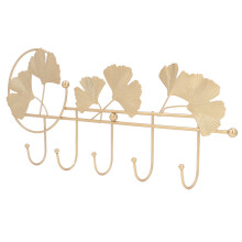 Iron Ginkgo Leaf Wall Coat Rack - 46x20.5cm, Elegant & Durable