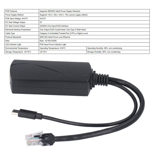 Gigabit-PoE-Splitter für Pi 5 5B 5 V