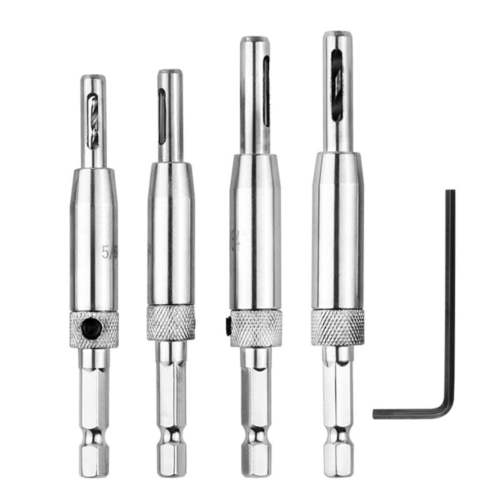 Self Centering Hinge Drill Bit Set Hex Shank Quick Release Precision Pilot Hole For Woodworking 9199774962612