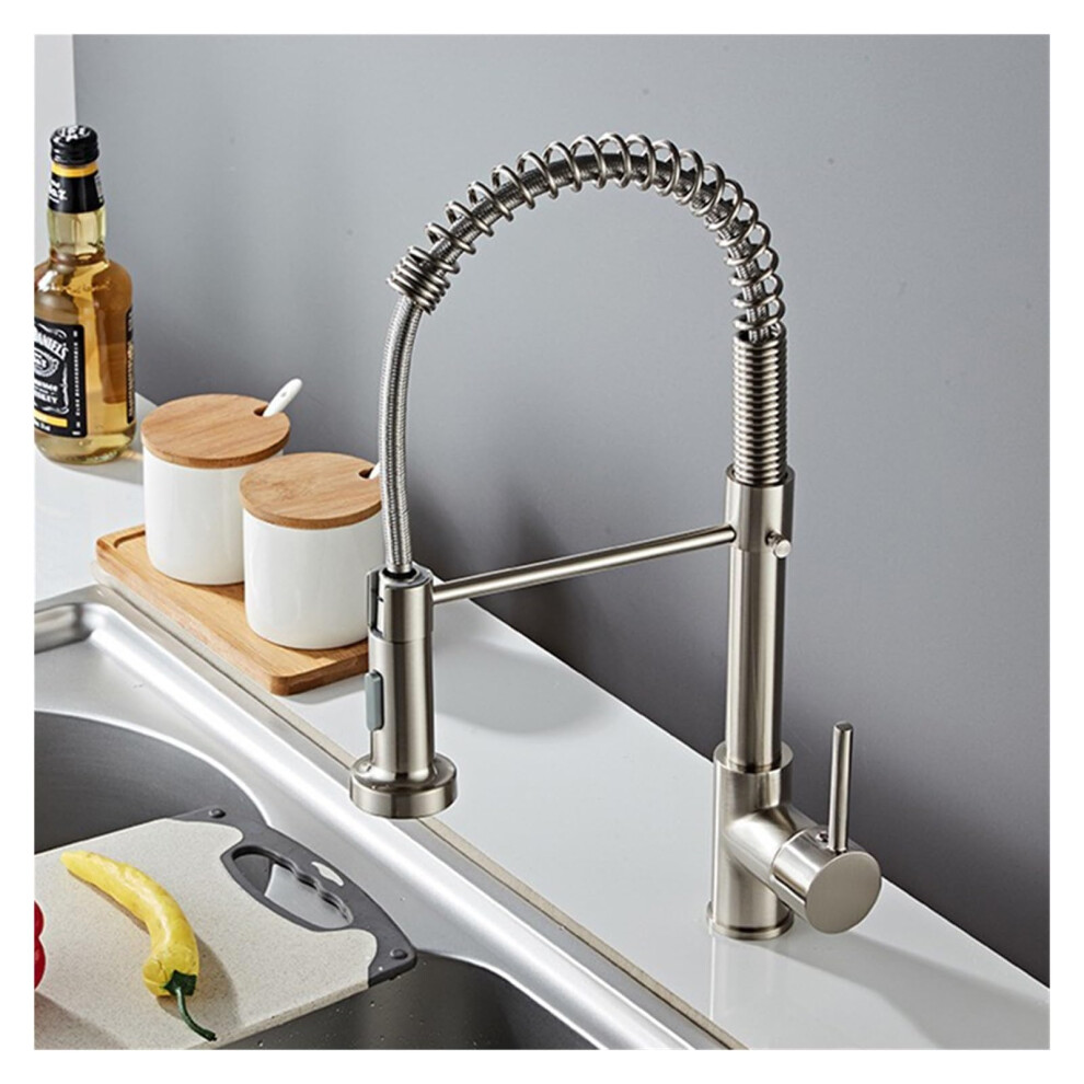 Matte Black Kitchen Faucet Deck Mounted Mixer Tap 360Degree Rotation Sprayer Nozzle, Silver Hose 60Cm Hot Cold 9382693095497