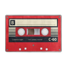 Vintage Cassette Tape Red NonSlip Area Rug, 3' x 2' Living Room Floor Mat, Bedroom Doormat, Home Decor Carpet