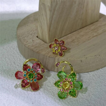 (Earring3) Original Jewelry Set Idyllia Y-shaped Flower Crystal Boutique Irregular Earring Exquisite Necklace Ring Bracelet Swarovski Gift