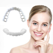 Veneers for Missing Teeth, Comfort Fit Cosmetic Fake Teeth Set  and Bottom, White