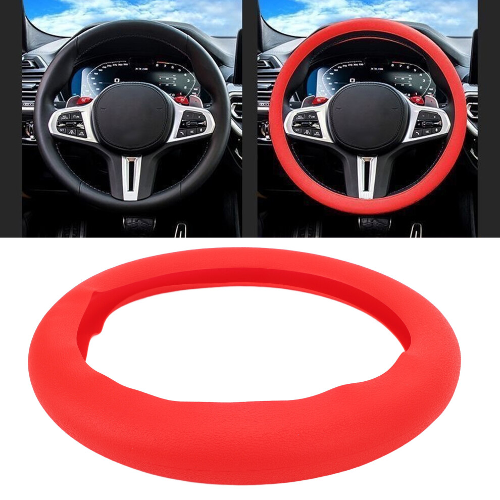 Silicone Steering Wheel Cover Anti-Slip Washable Sweatproof Universal Red 6921381140236