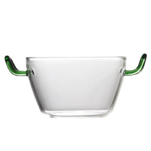 Heat Resistant Clear Glass Salad Bowl with Handles, Microwave Safe Fruit, Soup, Rice and Dessert Use