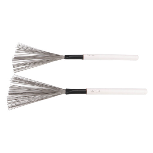Steel Wire Drum Brush Kit with Maple Handle – White Percussion Tool Set