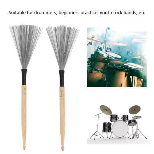 2PCS Portable Maple Drum Brushes & Sticks - Strong Cleaning Power 2