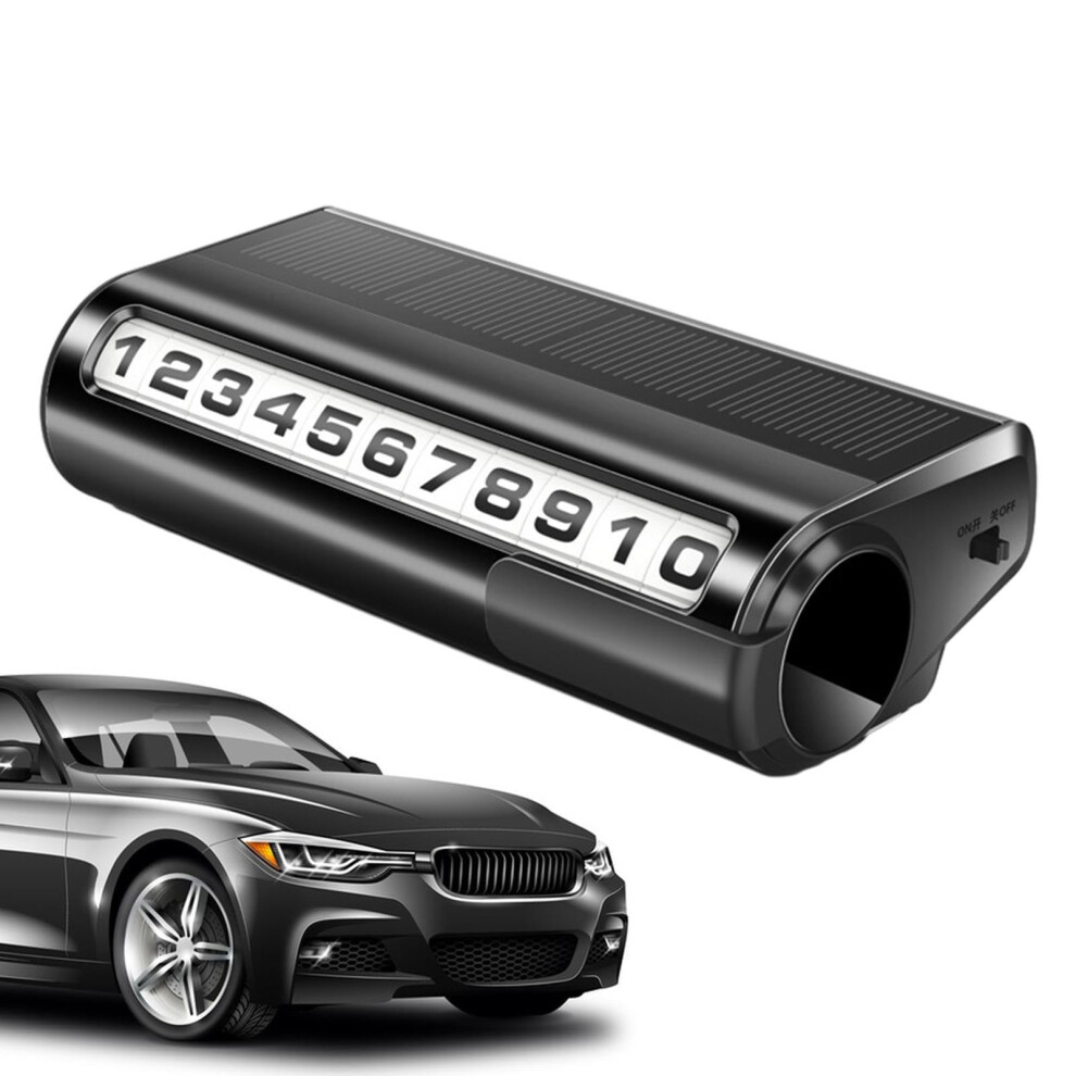 Solar Powered Temporary Parking Number Plate With Adjustable Privacy Cover And Adhesive Car Dashboard Mount 9199774965132