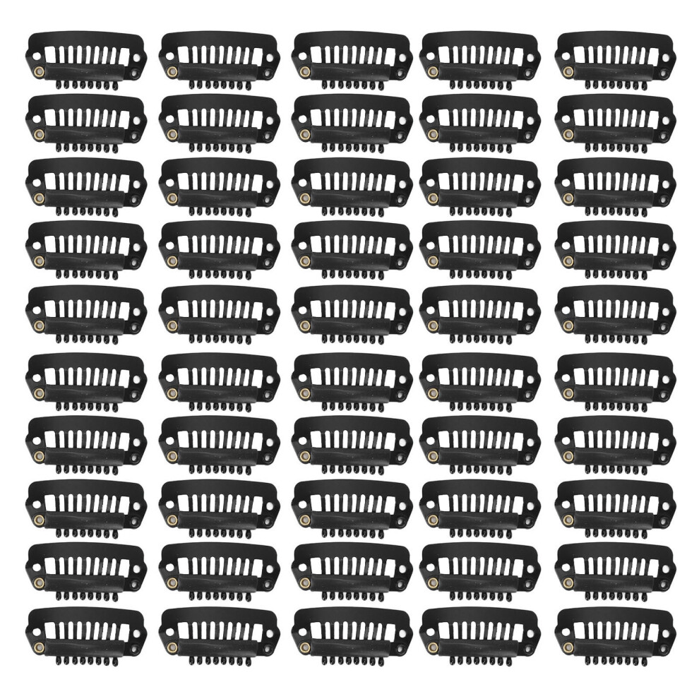 Portable Hair Clip Set For Extensions And Wigs 8 Teeth Snap Combs With Rubber Stopper Silicone Insert Firm Grip For All Hair Types