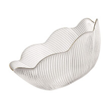 Irregular Shaped Glass Dessert Bowl Gold Trim Decorative Serving Holder For Snacks And Salads Breakfast Centerpiece