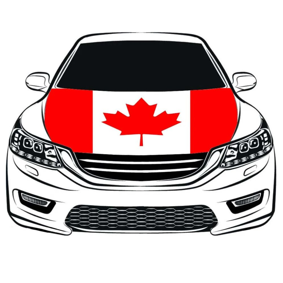 Canada Car Hood Cover With Canada Flag Design, Stretchable Elastic Fabric, Fits Most Vehicles 9189345541087