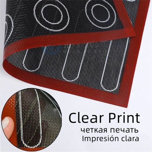 Silicon 30x40 cm Vändbar Tryckt Macaron Puff Bakmatta Non-Stick Bakverk Ugnstårta Perforerad Arkfoder 1
