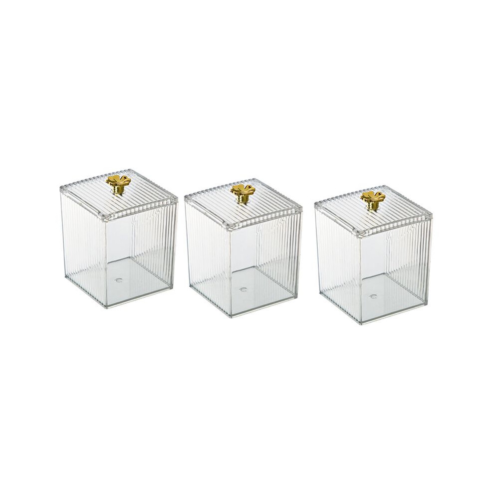 QTip Holder Dispenser for Cotton , Cotton Swab, Cotton Round Pads, Clear Box Set with Lid for Canister Storage