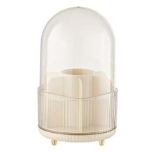 Makeup Brush Holder Organizer with Lid, 360Rotating Makeup Brush Organizer,7 Slot Makeup Organizer for Vanity,Desktop C