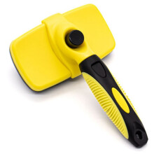Cepillo Pulidor Autolimpiante para Perros para Mudar y Arreglar Gatos de Pelo Largo y Corto, Cerdas Suaves Sin Dolor,Amarillo